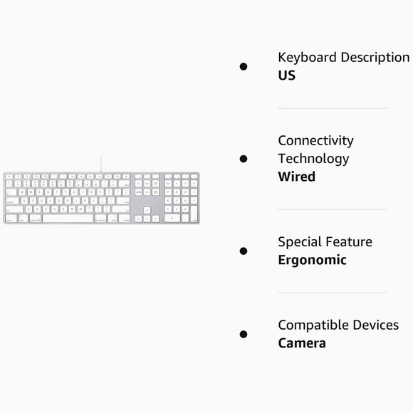 Apple USB Wired Aluminum Numeric Keyboard, Model No. A1243. - Picture 3 of 7